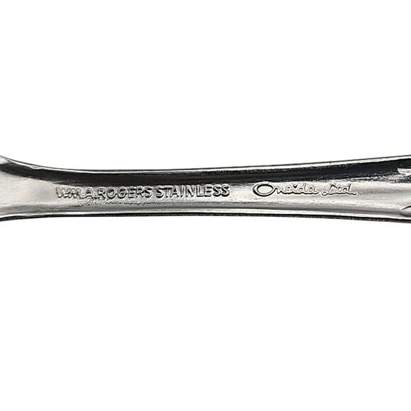 2 Oneida Silver Wm A Rogers Stainless OHS103 Fork 7 1/8" & Teaspoon 6.5" Floral - Picture 4 of 8